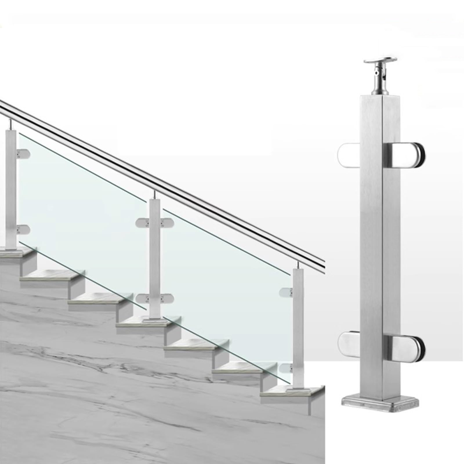 Balustrade en acier inoxydable durable et support de verre haut de gamme
