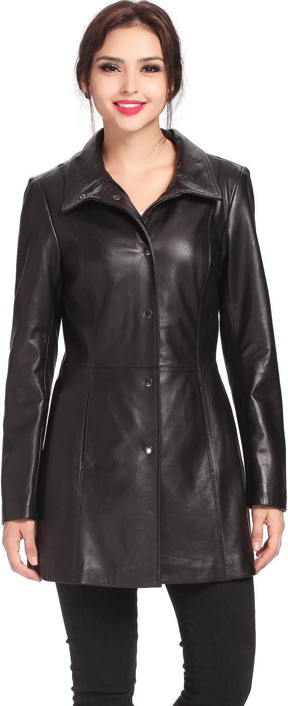 BGSD Women Jocelyn Lambskin Leather Car Coat (Also available in Plus Size & Petite) - Image 3