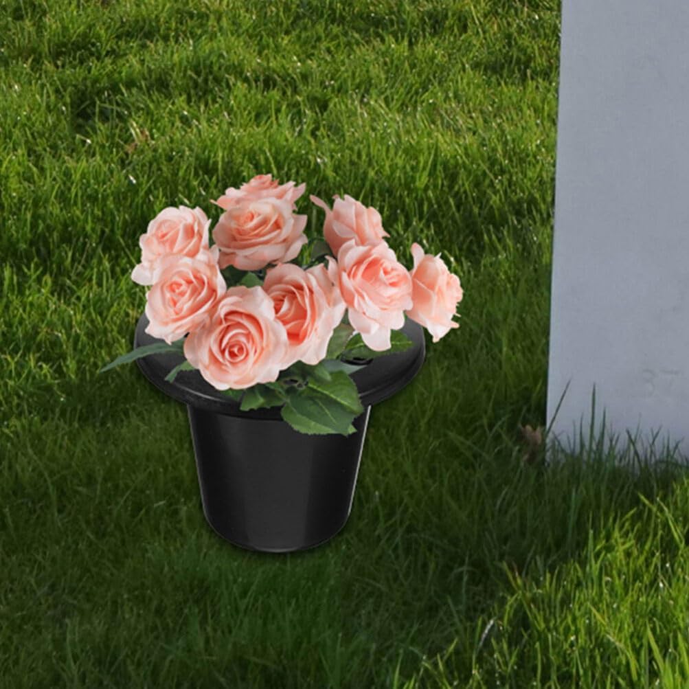Toddmomy 10-Pack Cemetery Flower Vase Holders Black Plastic Grave Vase with 16 Holes Memorial Floral Container for Sympathy and Outdoor Grave Decoration