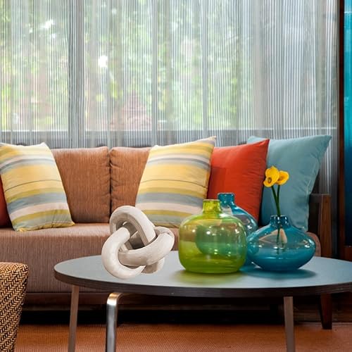 Miniatura 6 de Decoración de eslabones de cadena de nudo de madera, decoración de mesa auxiliar, decoración de estante pequeño, 3 eslabones tallados a mano para