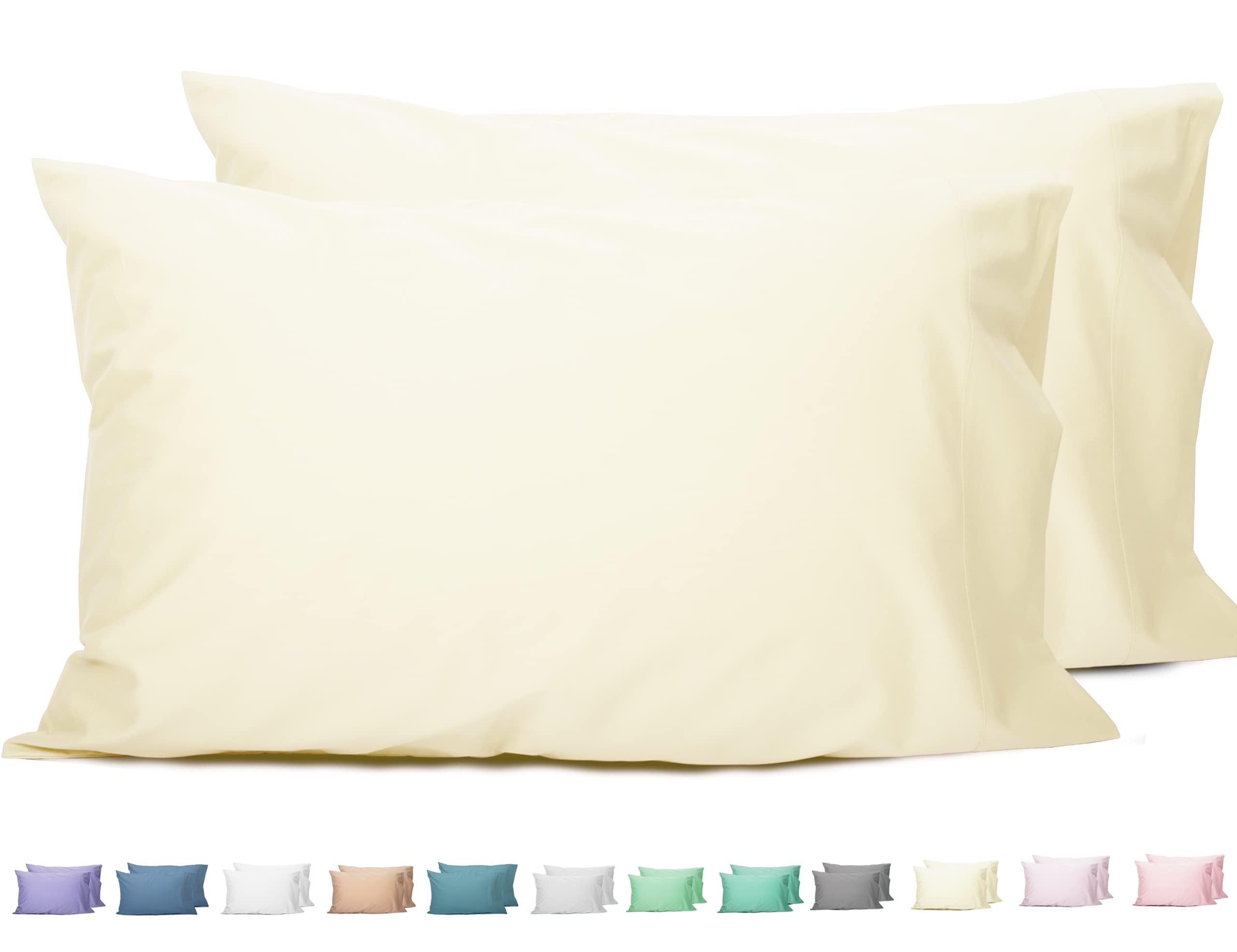 sunflowerKing Pillowcases Set of 2, 100% Cotton King Pillow Cases 2, 20×40 inches Cream, Soft and Breathable
