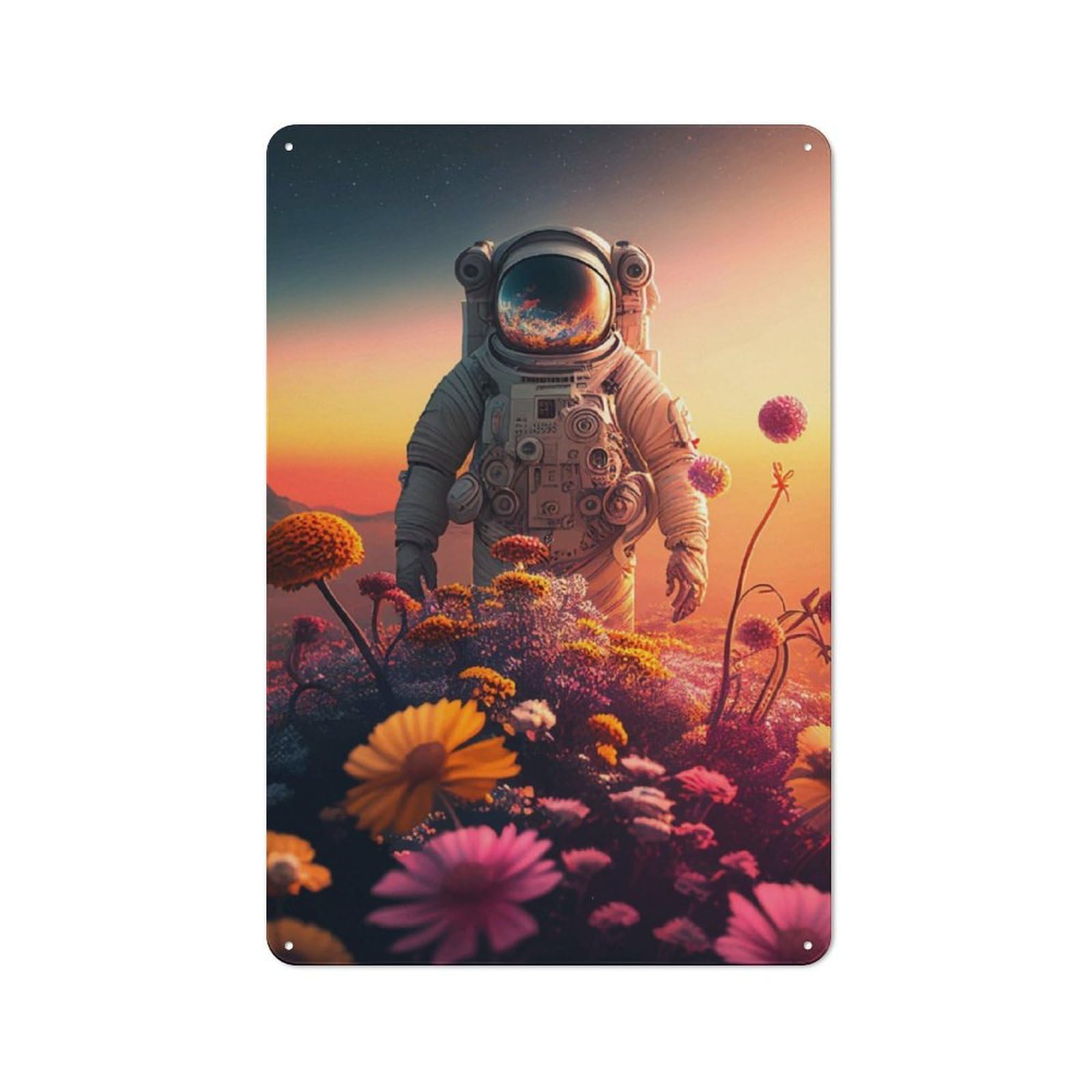 Junmoney Retro Astronaut Office Metal Sign 30X20cm, Understated Office Wall Decor For Workspace, Cafe, Shop Or Desk Area
