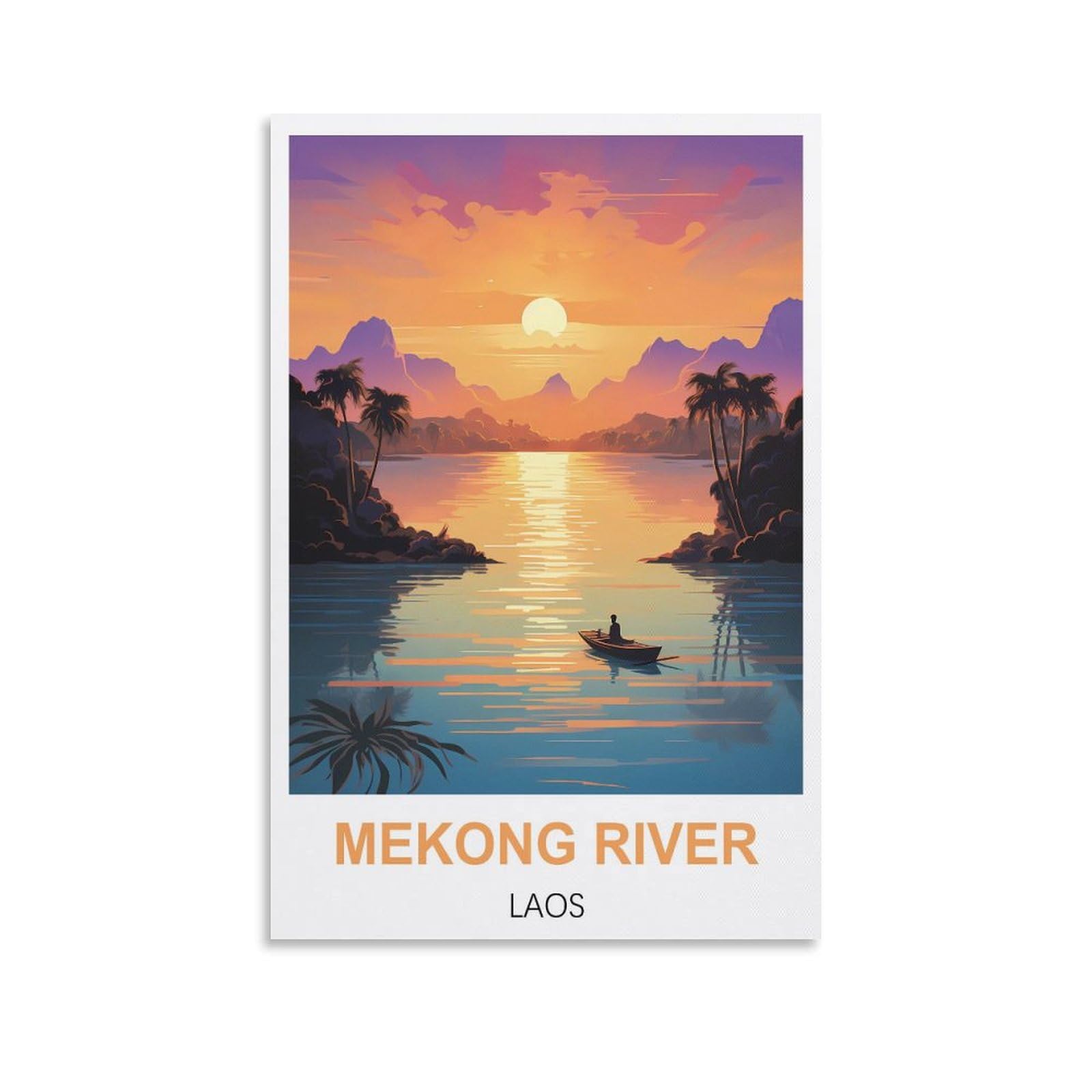 HWJJUII Mekong River Laos Vintage Travel Poster 20x30inch(50x75cm) Canvas Wall Posters And Art Picture Print Modern Family Bedroom Decor Posters