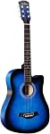 38'' Full Size Adult 6 Strings Cutaway Folk Acoustic Guitar for Students Beginners (Blue)