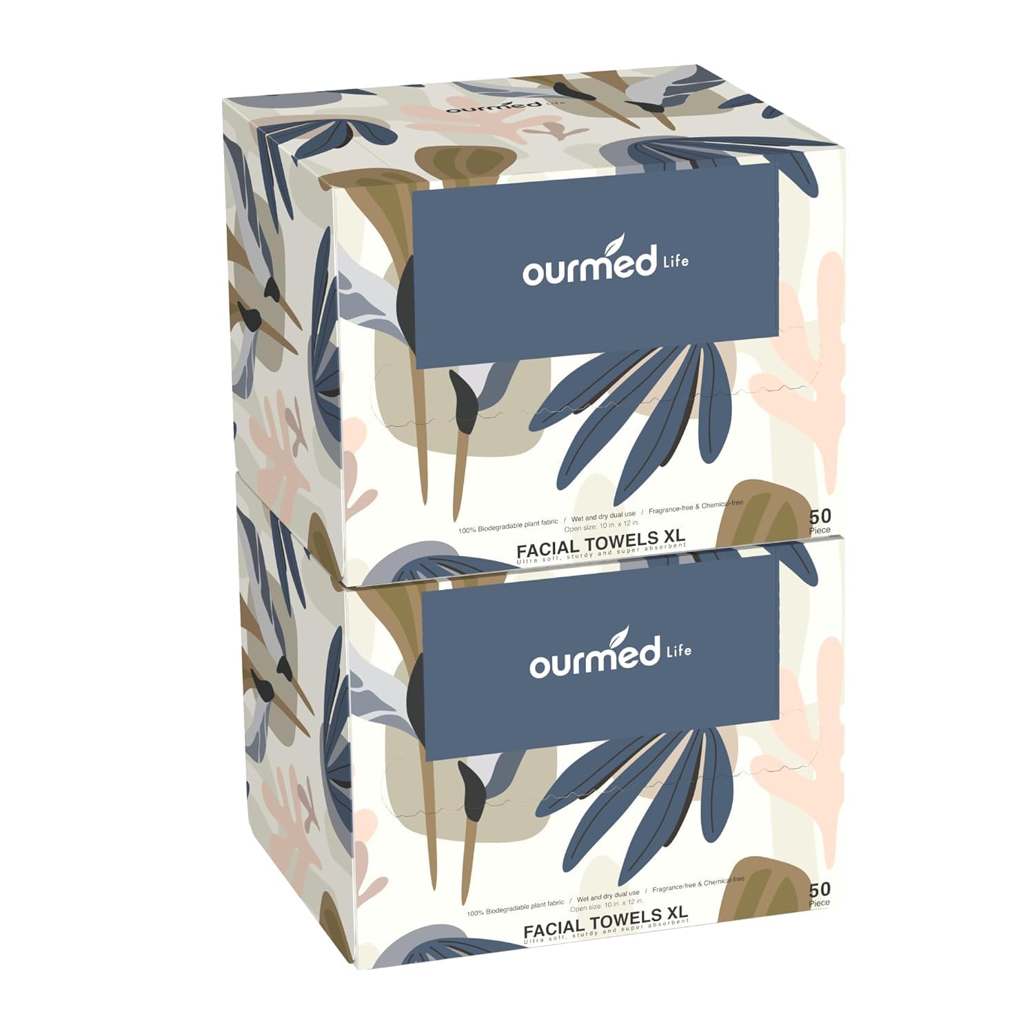 Ourmed Life Asciugamani Viso, Asciugamani Monouso Biodegradabili per Pelle Sensibile, Salviette Viso Senza Pelucchi per Lavare il Viso, Extra Large 25×30 cm, Confezione da 100