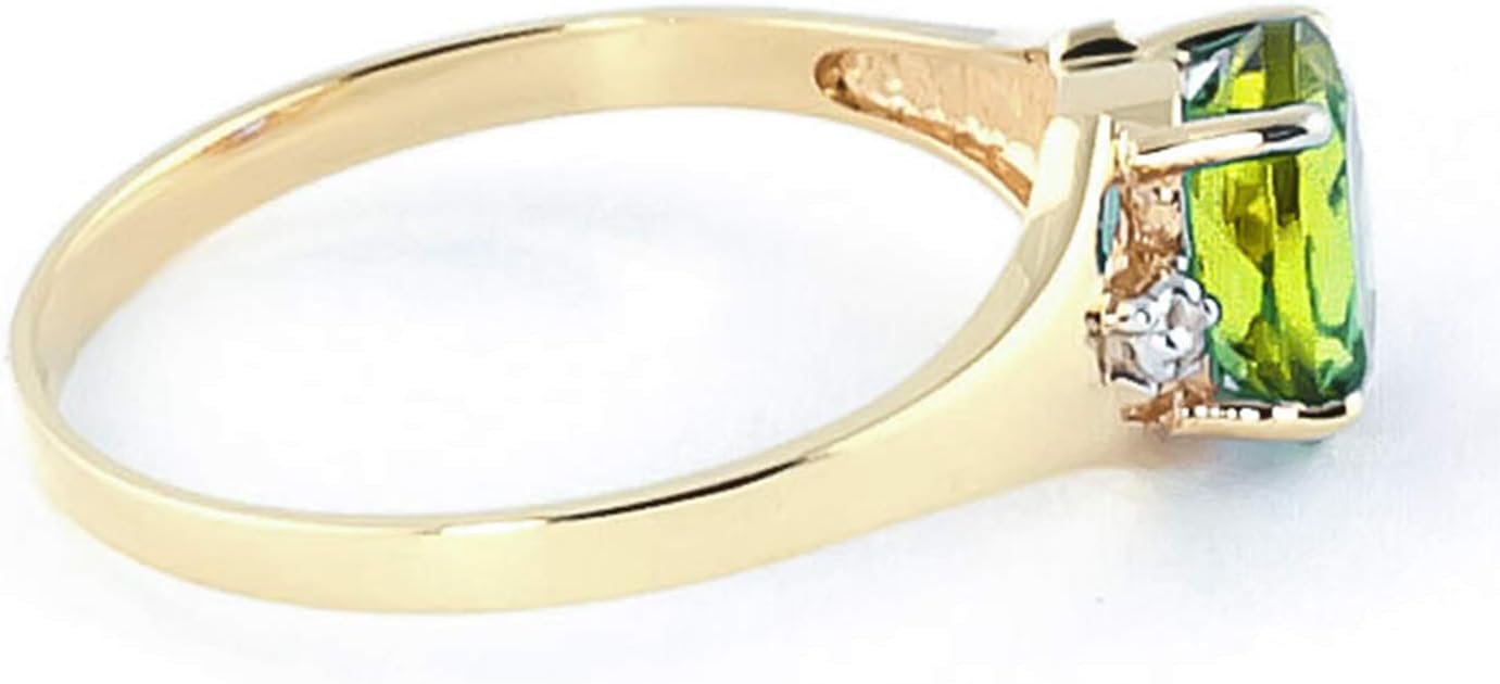 Galaxy Gold GG 0.76 Carat 14k Solid Gold Ring with Genuine Diamonds and Natural Oval-shaped Peridot - Image 4