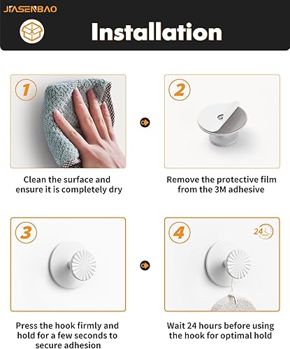 Miniatura 7 de Paquete de 2 ganchos adhesivos para baños, ganchos blancos para colgar toallas de cocina, decorativos de aleación de zinc resistentes