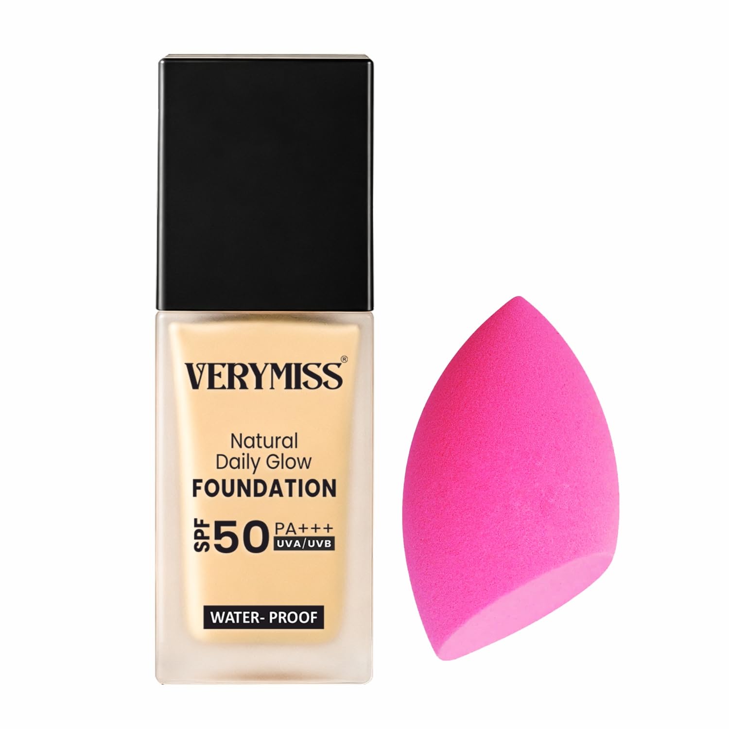 verymiss foundation + beauty blender combo set i smooth & flawless finish makeup set i soft blending sponge for even application i waterproof i light weight