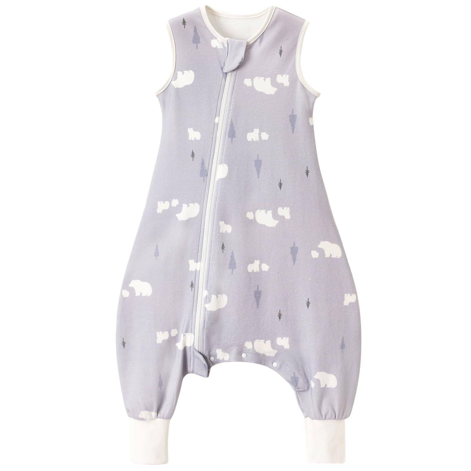 Nivolltha 0.5 TOG Baby Sleeping Bag with Legs, 100% Cotton, Super Soft Summer Sleep Sack for Toddlers Bear, XS