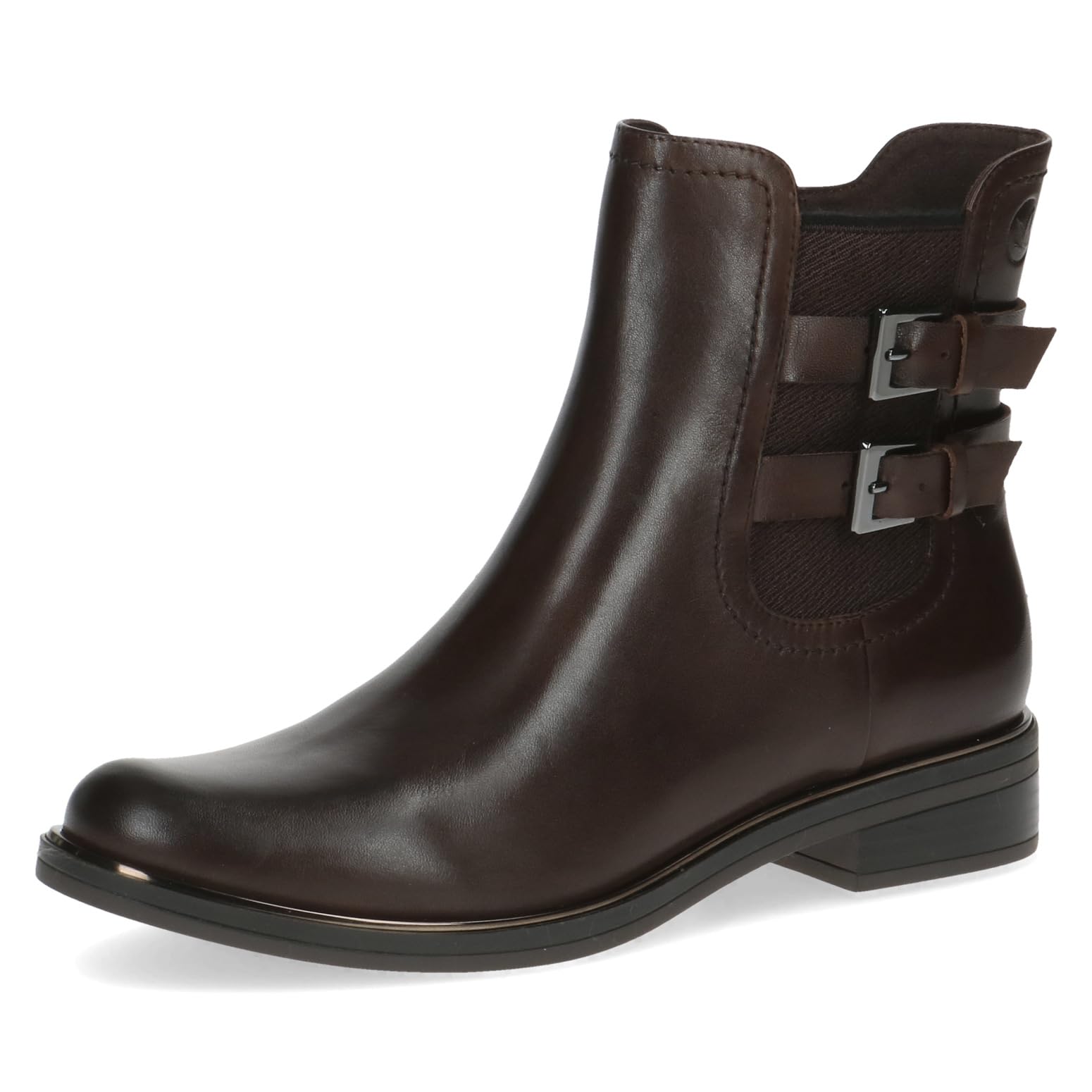 CAPRICE Women's Chelsea boots in leather with buckles and zipper Width G, Brown (Dk Brown Nappa), 3.5 UK