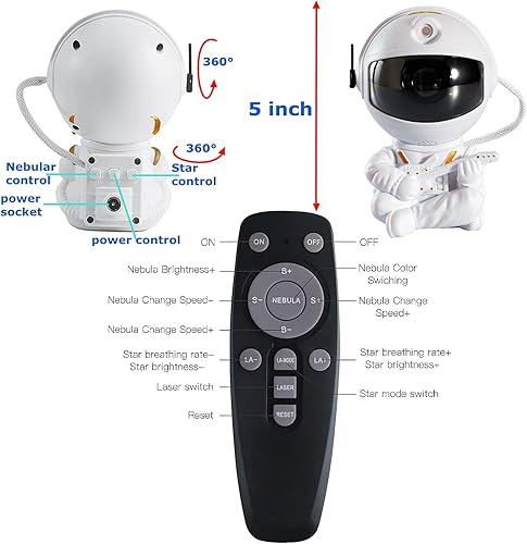 Miniatura 2 de Proyector de estrellas y galaxias de astronauta, nebulosa estrellada, luz nocturna, proyección de techo, control remoto para habitación de niños,