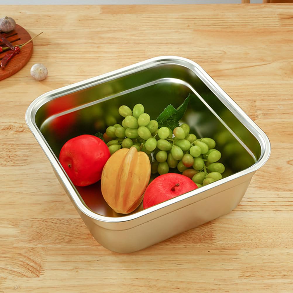 IMIKEYA Bassin Inoxydable Carré Bassine Métallique Pratique Pour Laver Fruits Et Légumes Accessoire De Cuisine Multifonctionnel Capacité Et Empilable
