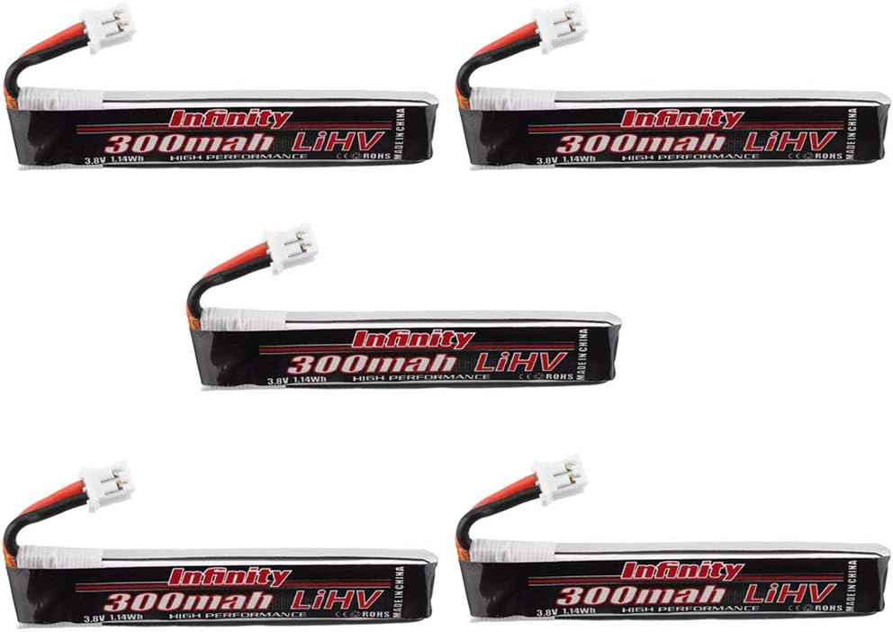 RONSHIN Battery for 5pcs AHTECH Infinity Lipo Battery 3.8V 300mAh 40C 1S HV 4.35V PH2.0 Plug for Eachine TRASHCAN Snapper6 7 Mobula7