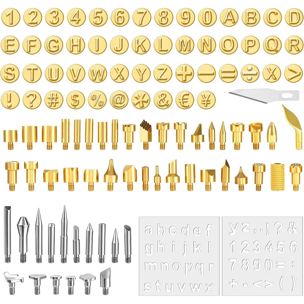 Alphabet for Wood Burning Tip Letters Set of 105 Pieces Including Number Symbols for Wood Burner DIY Embossing Template