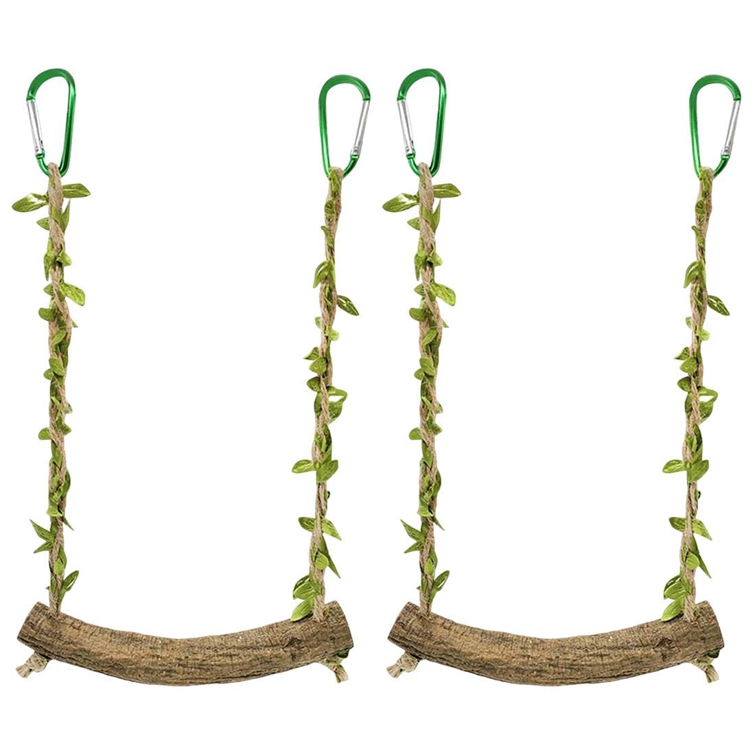 2 Pezzi Altalena per Uccelli Giocattolo di Uccelli in Legno,Giocattolo Altalena per Uccelli,Altalene per Pappagalli,Gabbia dell'Uccello Che Appende i Giocattoli per Uccelli,Pappagalli