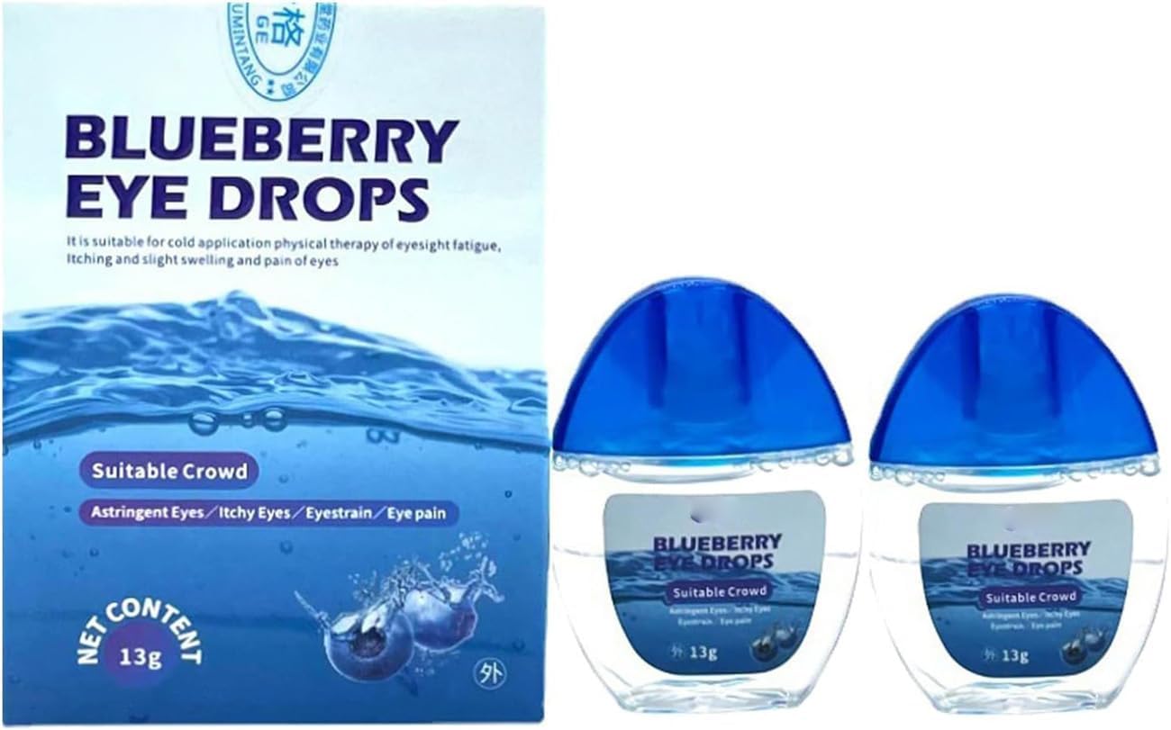 Blueberry Eye Drops-Lutein Eye Drops,Blueberry Eye Drops for Clear Vision Relieve Fatigue,Eye Brightening Drops,Alleviate Eye Fatigue, Clear Eyesight (2 Pcs)