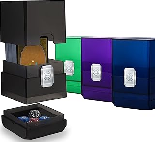 Sooez 4 Pack MTG Deck Card Box,with Deck Case Holder, Boulder 100+ with Dice Storage, Boulder Deck Card Box Translucent for Magic/Pokemon/YuGiOh/Commander/TCG Cards
