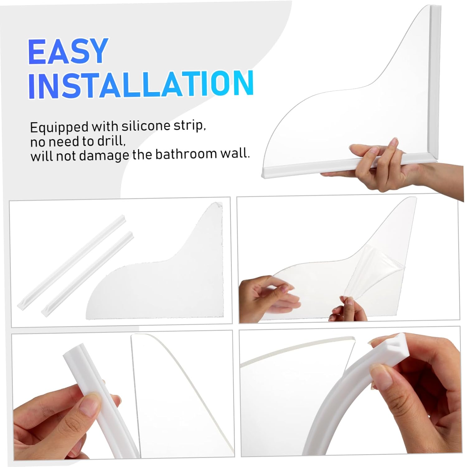 2pcs Bathtub Wash Basin Splash Guard Corner Splash Guard for Sinks Acrylic Silicone Easy Maintenance