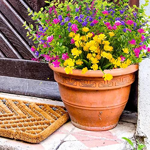 Künstliche Pflanzen Für Draußen – 23 Bündel Mit Bunten Blumen, UV-beständig, Für Terrasse, Garten & Co.