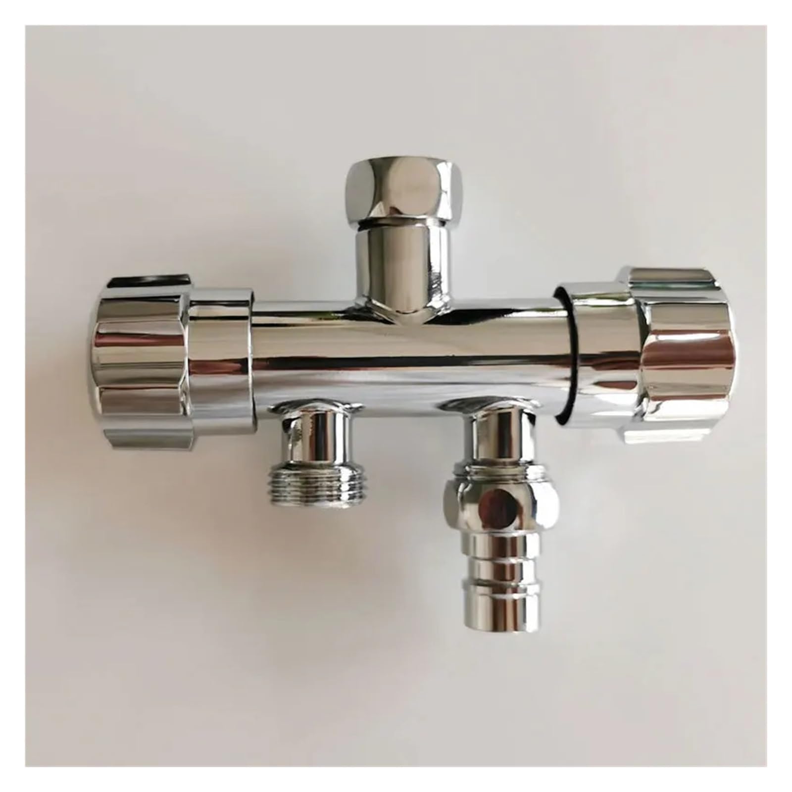 Grifo de latón doble salida G1/2 exterior para lavadora balcón y fregona de pared