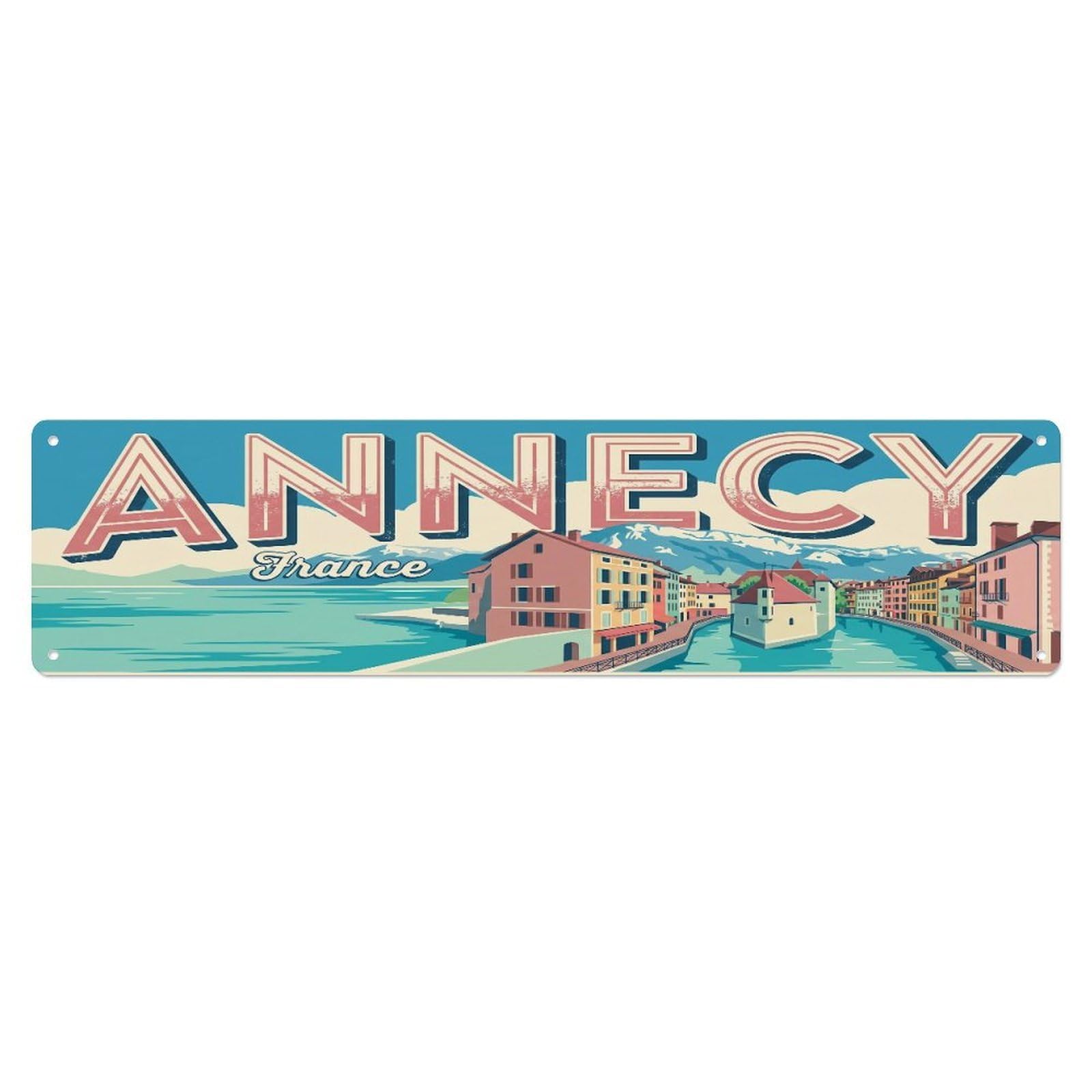 Metal Tin Sign Vintage Travel France Annecy