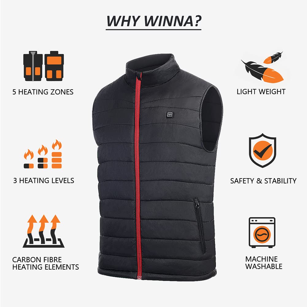 Chaleco Calefactor para Hombre y Mujer,Chaqueta Calefactable USB,Chaleco Calefactable Lavable con Temperatura Ajustable,para Pescar,Camping,Exteriores