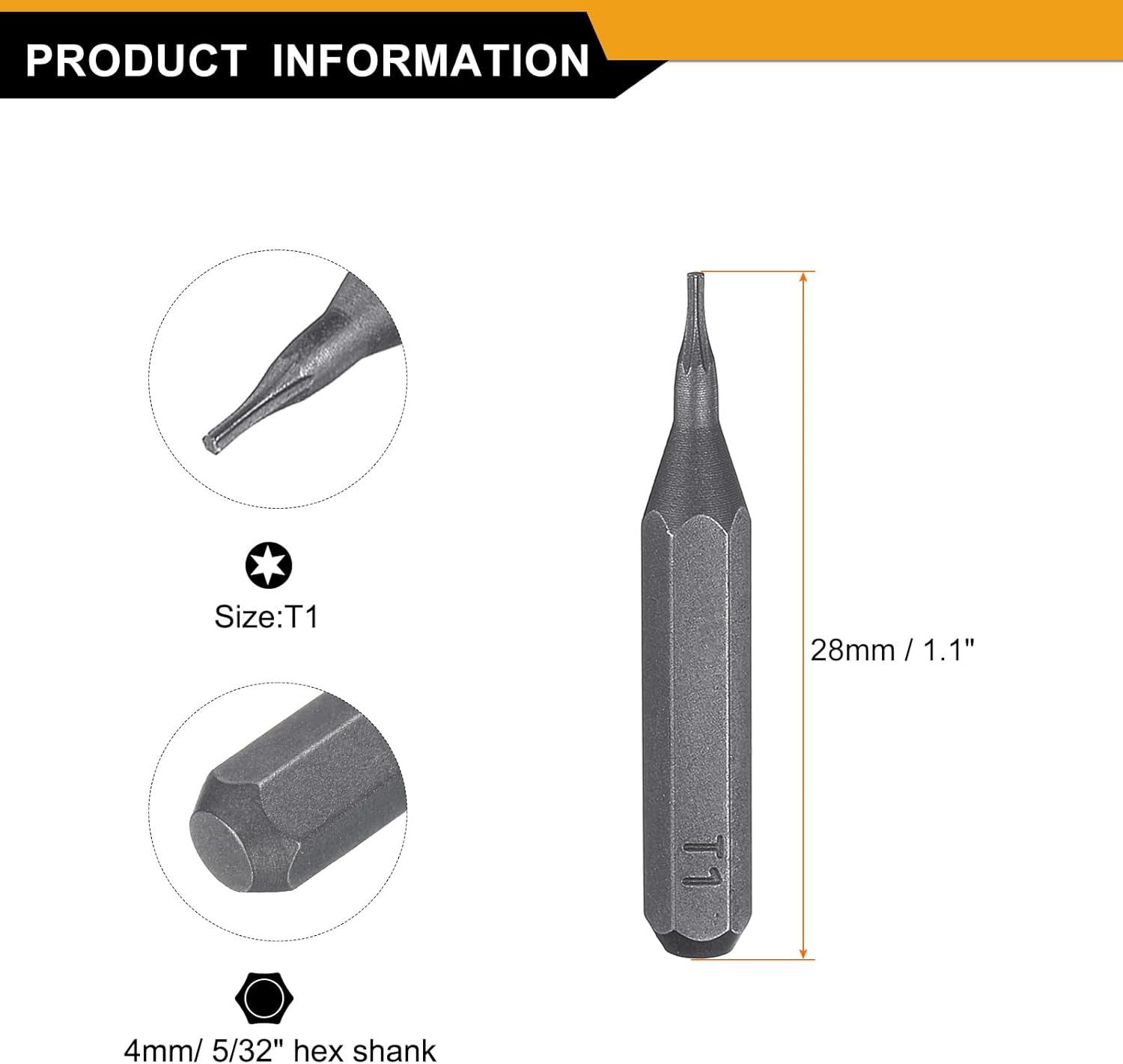 HARFINGTON 10pcs T1 Torx Screwdriver Bit 5/32" Hex Shank 28mm Length Magnetic Star 6 Point Head Hex Bits S2 Steel Screw Driver Bit for Electric Manual Screwdrivers Precision Repair