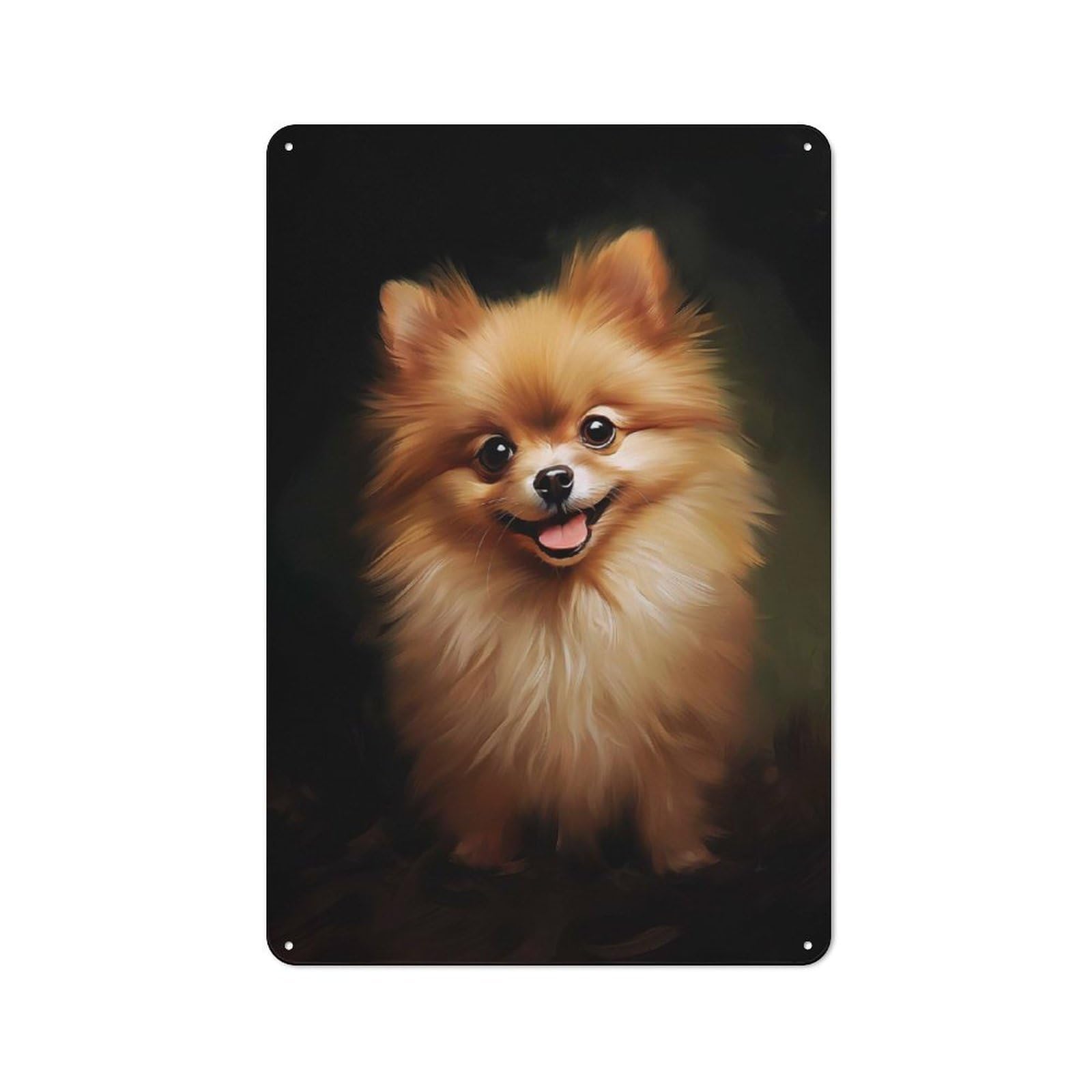 Red Pomeranian Dog Metal Wall Plaque for Travel Lovers, Birthday, Housewarming Or Christmas Gift, 30x20cm