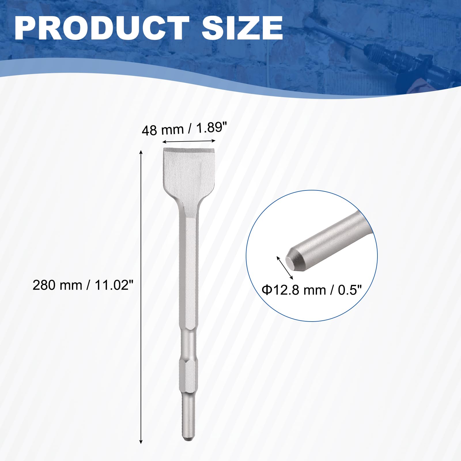 HARFINGTON Hex Shank Floor Scraper Chisel – 23.6" Long, 40Cr Steel For Demolition & Landscaping