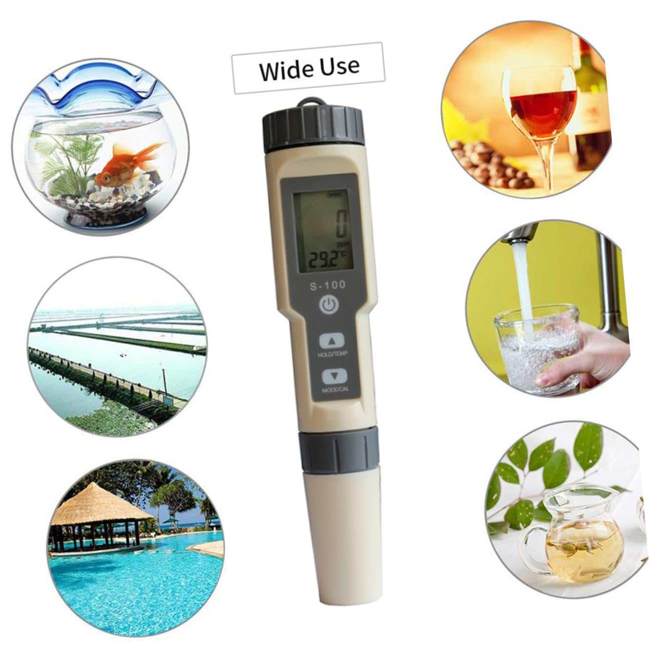 Misuratore di Salinità Digitale Multifunzionale Precisione ±0,001 Plastico Portatile per qualità Acqua Test Automatico per Stagni e Piscine
