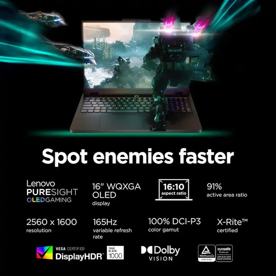 Image of Lenovo Legion Pro 5i 16 inch Gaming Laptop Intel Core Ultra 9 275HX 24C, NVIDIA GeForce RTX 5070, 32GB RAM, 2TB NVMe SSD, 16 inch WQXGA OLED 500 nits 165Hz, Win11, Eclipse Black, 2TB Flash Drive, W /GaLiMu