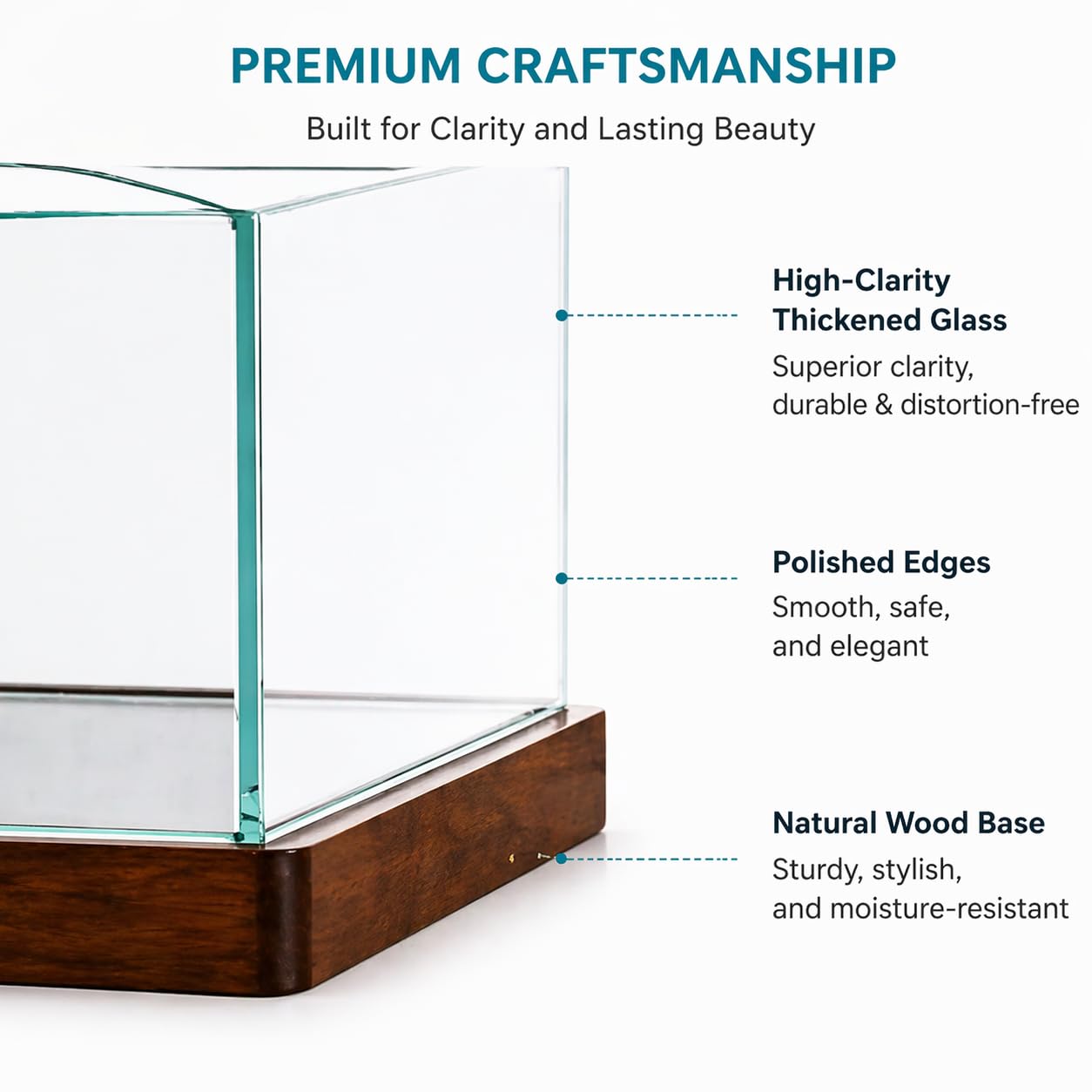 Petit aquarium Betta avec lumière LED et support en bois – Kit de démarrage pour aquarium Betta de 20,3 cm – Comprend un outil de nettoyage, un chiffon et un tapis pour bureau, chambre à coucher
