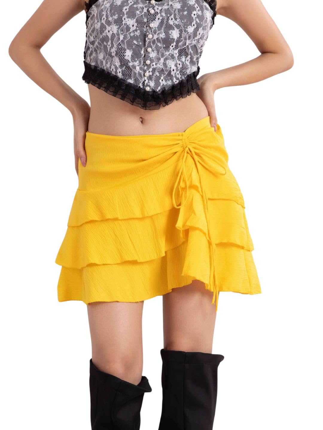 tandul Women Casual Flared Above Knee Skirt - Solid-picture-53