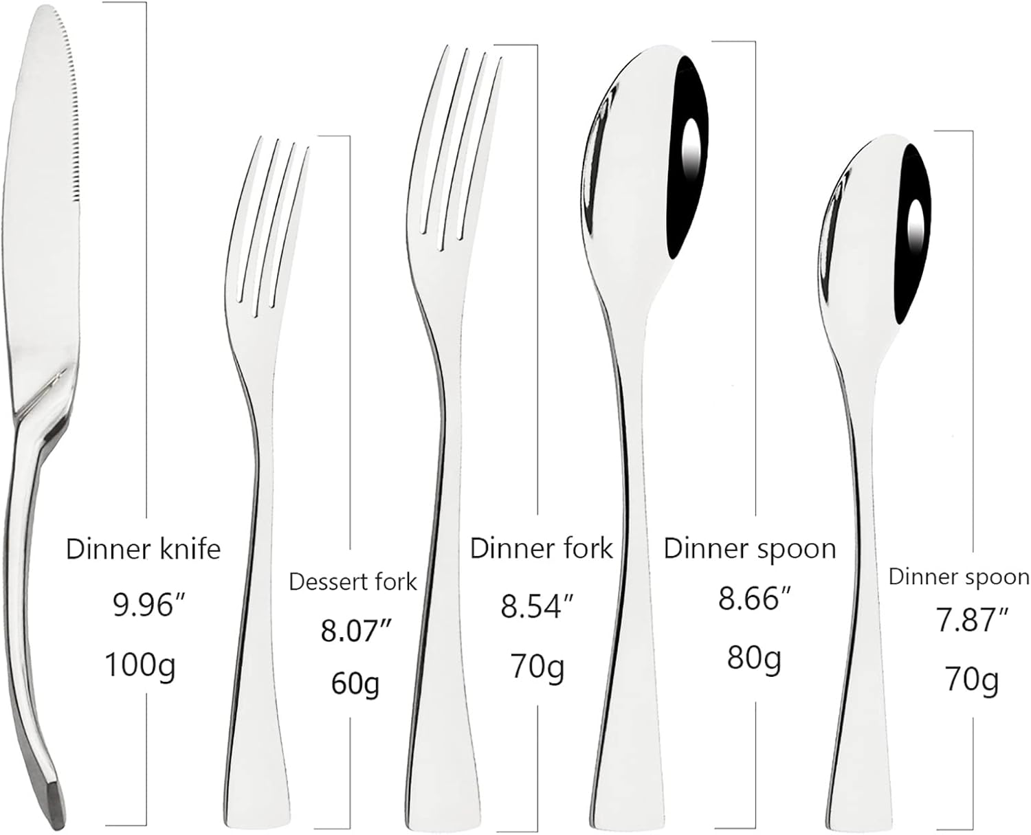 20-Piece Mirror Polished 18/10 Stainless Steel Luxury Flatware - Service For 4 - Silver