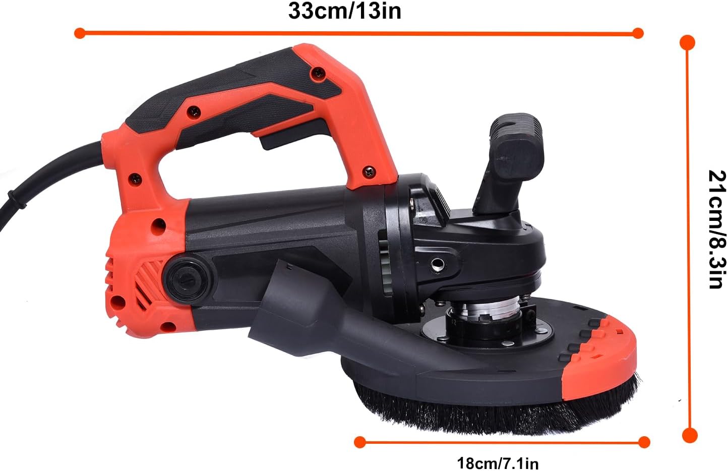 Concrete Grinder Machine - 2200W Angle Grinder Kit With Dust Shroud, 6-Speed Settings, 90° Grinding, Double Handle Design (1 Grinding Wheel & Putty Plate & Flocking Sandpaper & Sticky Plate)