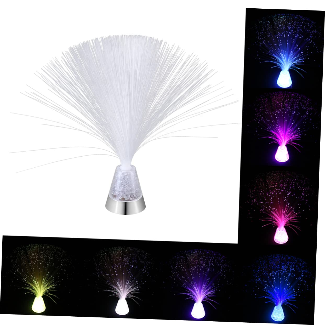 Veemoon Fiberoptic Ice Cube Lamp Creative Mood Lighting Crystal Base Led Fiber Optic Lights for Party Dec