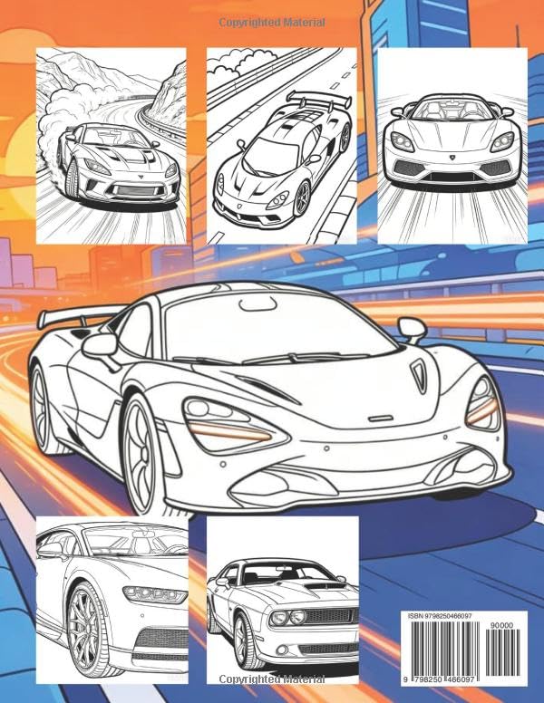 Luxury Supercars Coloring Book for Kids image 3