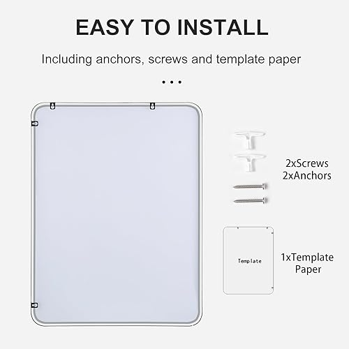 Miniatura 8 de LEDLUX Espejo de pared de baño de 30 x 30 pulgadas con marco de metal negro mate y vidrio HD, espejos de tocador grandes, modernos cuadrados y