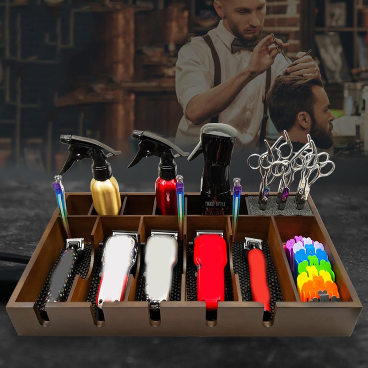 VOSAREA de Organisatrice Capacité à et Plastique Rationnelle des Design en Grille Grosse Rangement Salon de Coiffure pour Outils et Tondeuses Électriques