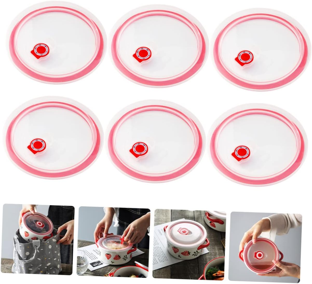 6.88 Inch Leak-Proof Bowl Lid Set of 6 Microwave Oven Heating Cover Sealing Fresh Food Storage Bowl Covers for Kitchen and Home