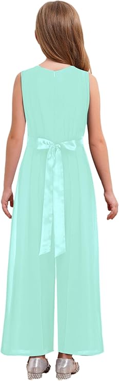 Mädchen Jumpsuit Mit Spitze - Ärmelloser Overall Mit Plissee Für Party & Hochzeit