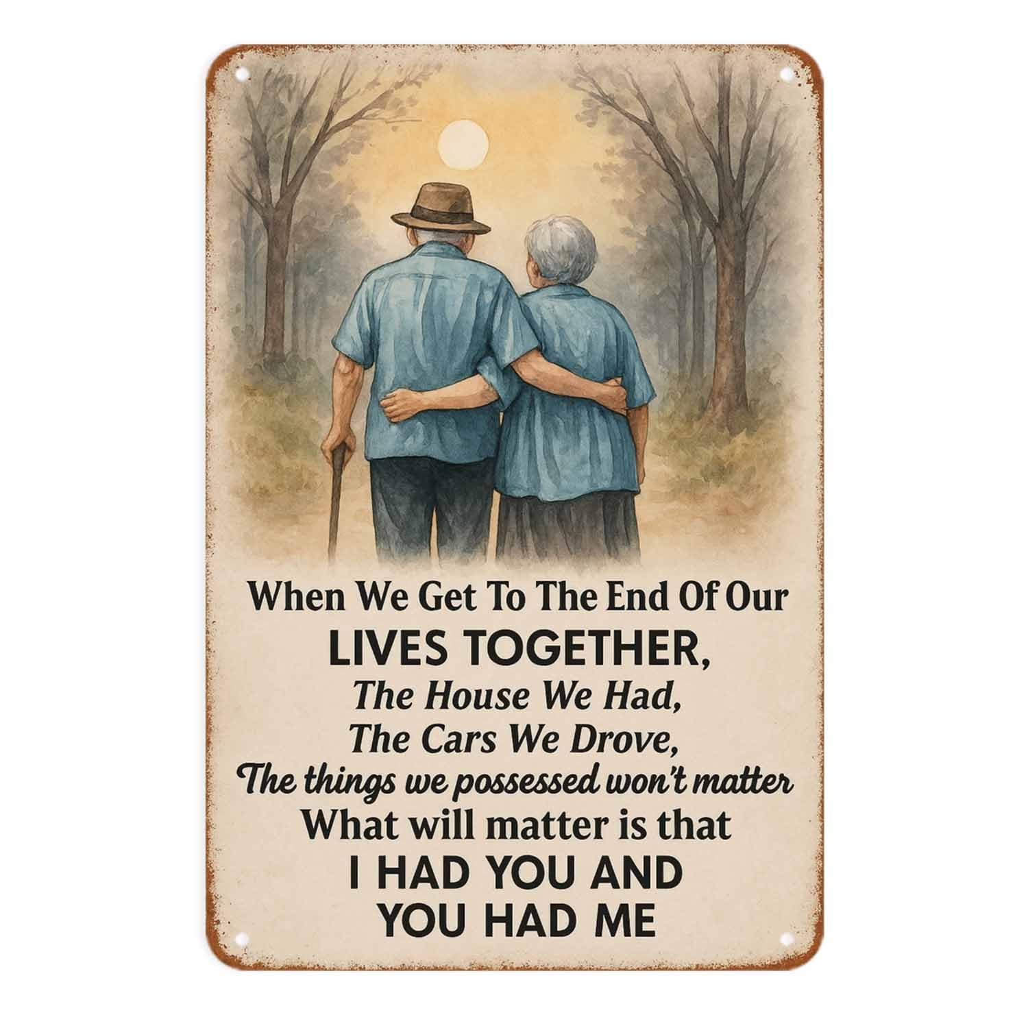 Kwqdozf As Pic Romantic Couple Holding Hands Vintage Metal Sign Print Aesthetic Room Decor