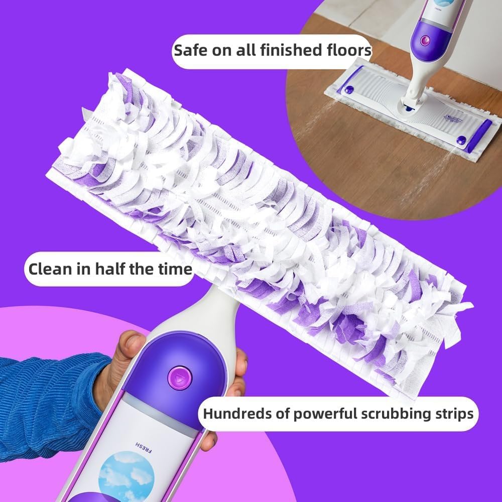 Disposable Mopping Pads Refills for PowerMop Multi-Surface Mop and PowerMop Wood Mop, Spray Clean Pads Replacement (Purple-30)
