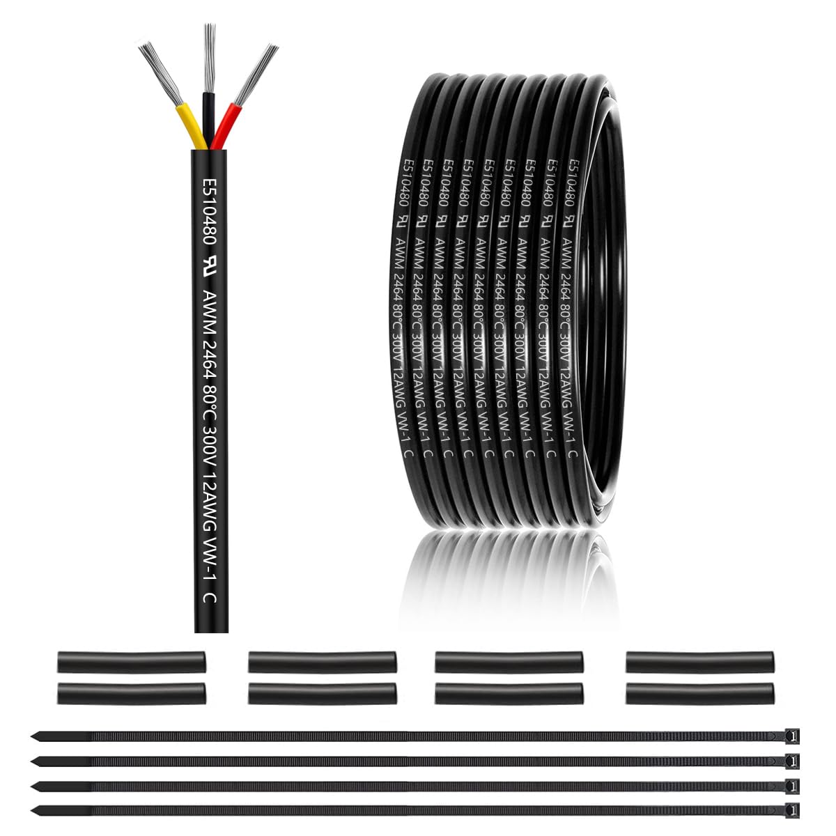 12 Gauge 2 Conductor Electrical Wire 25FT, UL 2464 12 AWG 2 Wire