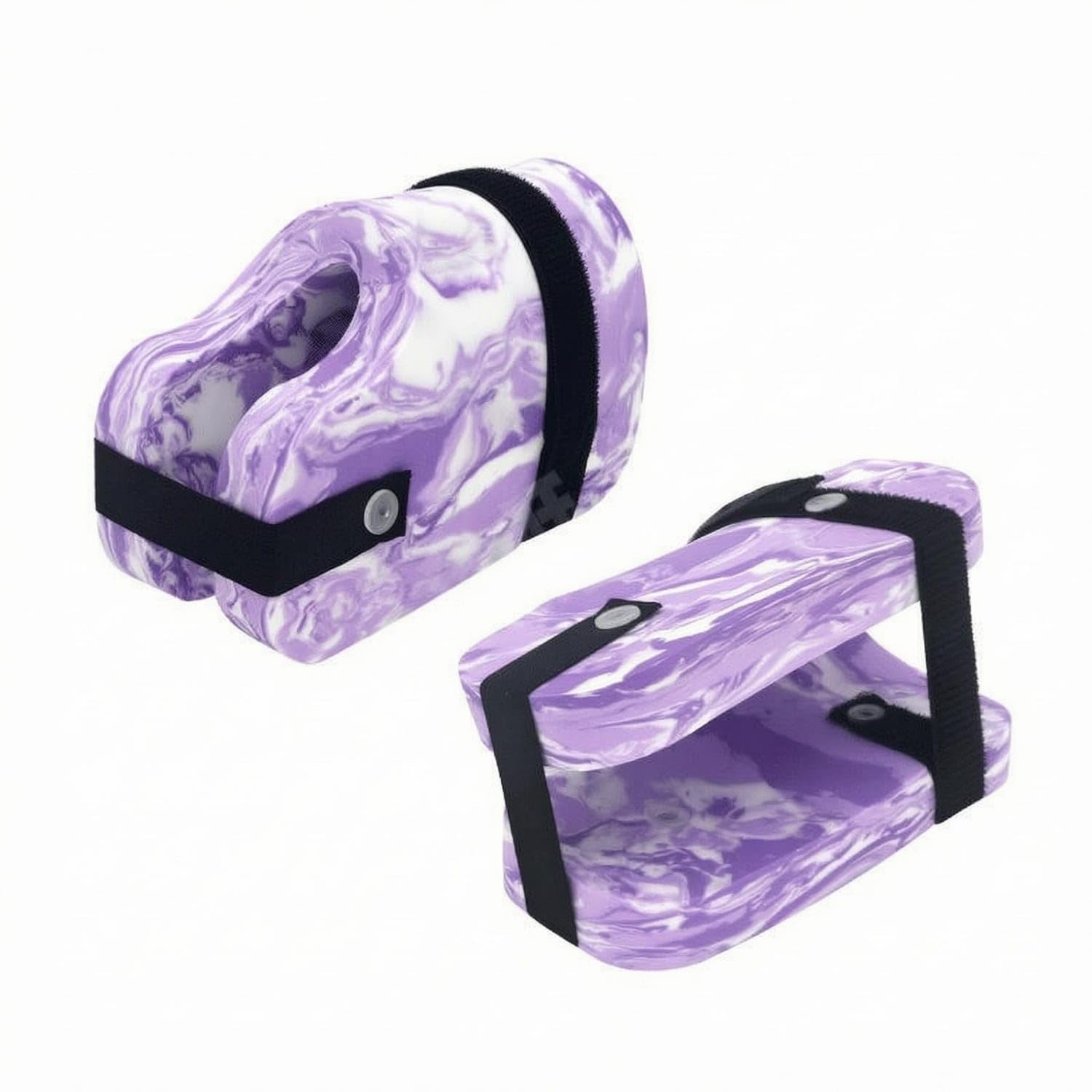 Snap-Button Ankle Buoyant Cuffs Wraparound Straps Floating Ankle Cuffs Padded Soft Buoyant Bands Marbled Design for Swimming Practice, Camo Purple White, Short-image-36