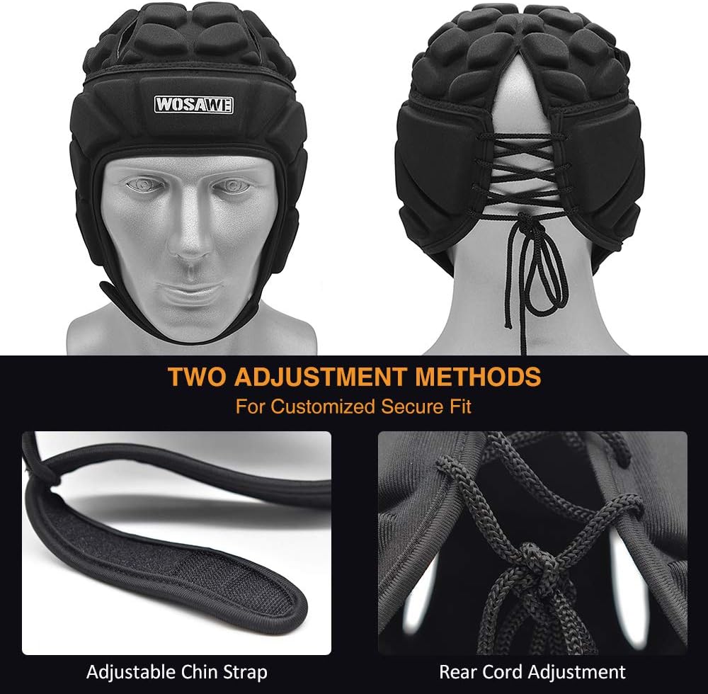 Lixada Rugby Helmet Headguard,Adjustable Soft Padded Headgear Protection for Flag Football, Rugby, Lacrosse, Soccer, Goalkeeper, Epilepsy Head Fall Protection for Youth & Adult : Sports & Outdoors
