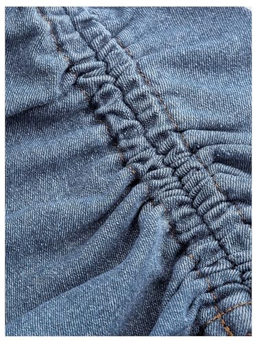 SOLY HUX Women's Denim Skirts Ruched High Waisted Side Drawstring Bodycon Mini Skirt Summer Clothes3