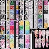 8 Boxes Nail Charms and Gems for Manicure, Flat Pearls Nail Flowers Nail Rhinestones and Charms for Nail Art, Colorful Pearl Nail Charm Nail Bows Multi Shapes Flatback Nail Design Kit Nail Accessories