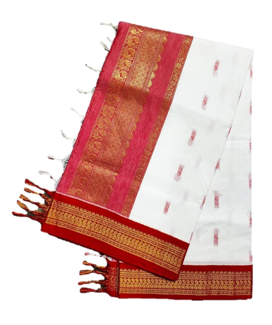 Monde Avenir Handloom Gadwal Saree For Women's with Blouse Piece