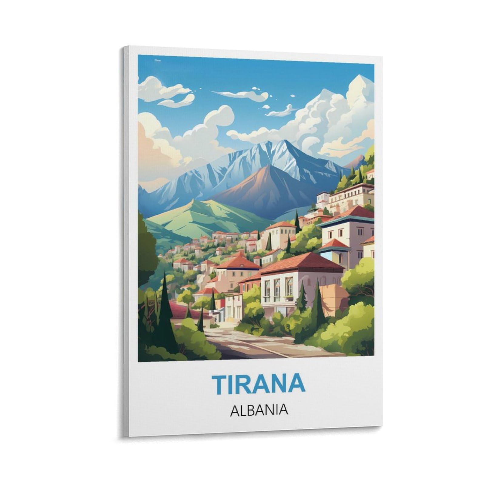 Mttjfdpo Frame-Style Tirana Albania Vintage Travel Posters 08X12inch(20X30cm) Canvas Art Print Wall Art Decor Picture